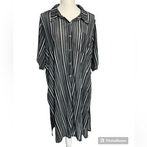Siren Lily Striped Sheer Button Down Duster/ Cover Up